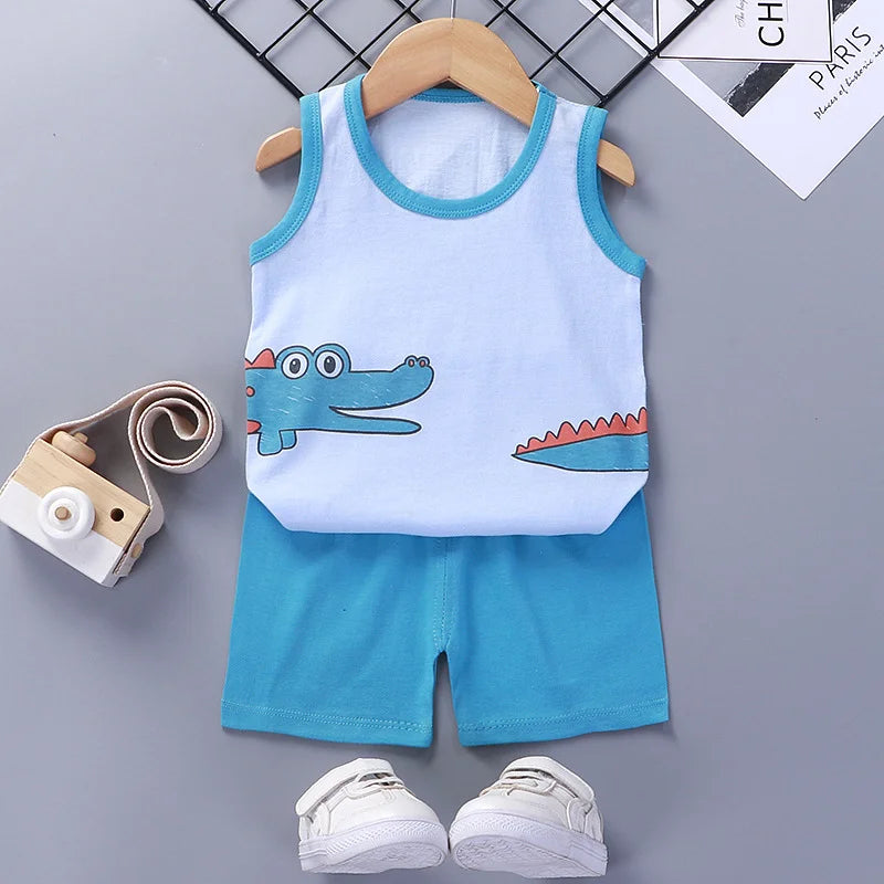 Kinder setzt Kinder kleidung Jungen Mädchen Weste Anzug Sommer Kinder kleidung Baby Baumwolle T-Shirts Shorts Tank Top ärmel los