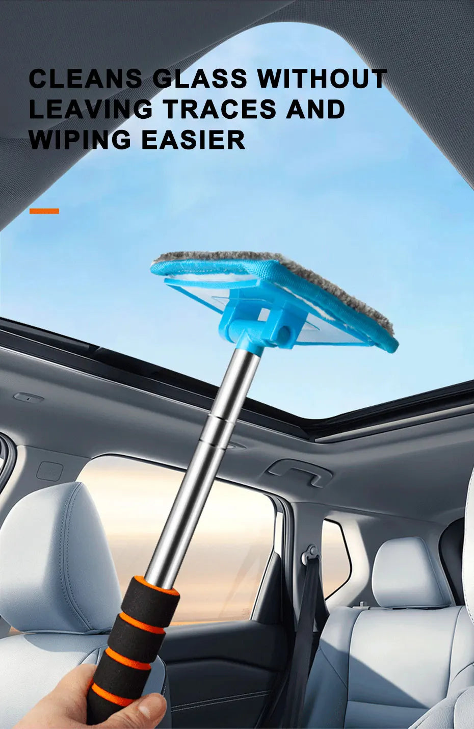 SEAMETAL Car Windshield Demisting Brush with Telescopic Handle, Car and Household Glass Cleaning Brush, Dust Removal Tool
