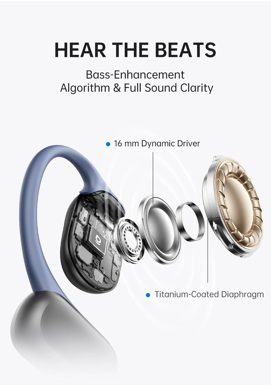 Baseus Bowie MF1/Eli 15i Fit Open-Ear Sport Wireless-Kopfhörer Bluetooth 5.4 Ohrbügel Big Bass Sport-Ohrhörer 60 Stunden Spielzeit