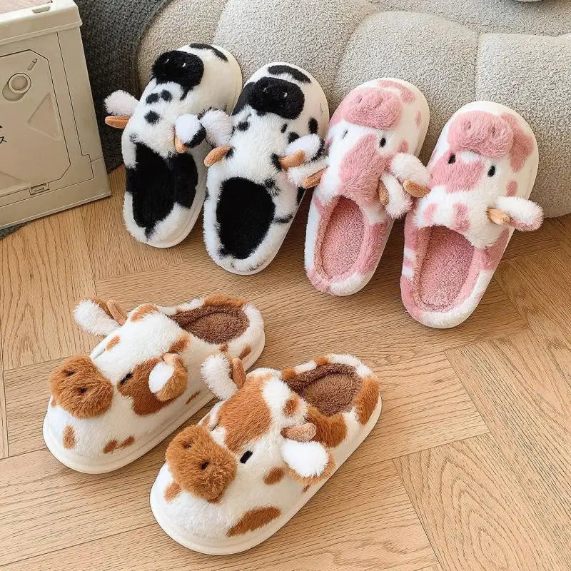 Cute Cow Plush Slippers