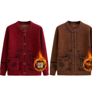 Neue Mittleren Alters Ältere frauen Pullover Frühling Herbst Strickjacke Samt Verdicken Mutter Gestrickte Top Oma Winter Warme Mantel