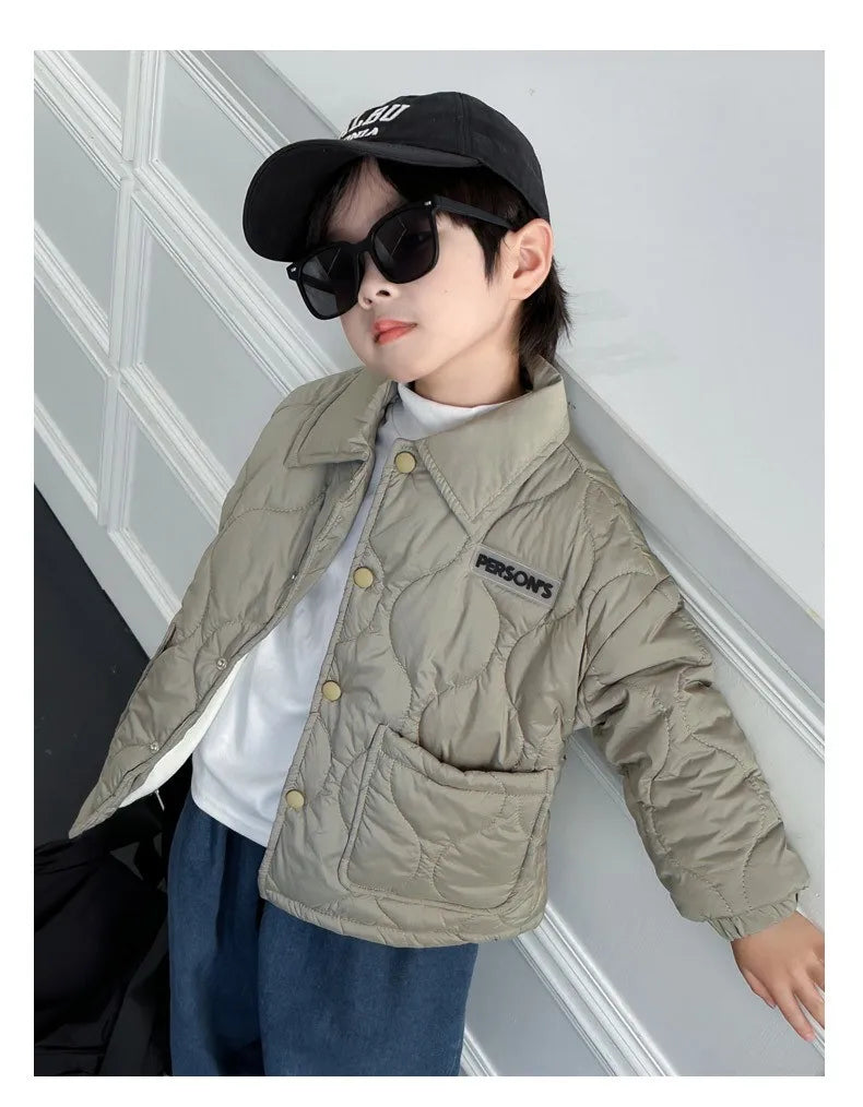 Herbst Kinder Baumwolle Jacke Winter Jungen Einfarbig Dicke Plus Samt Warme Mantel Für 3-10 Jahre Teen Kinder oberbekleidung Kleidung ﻿