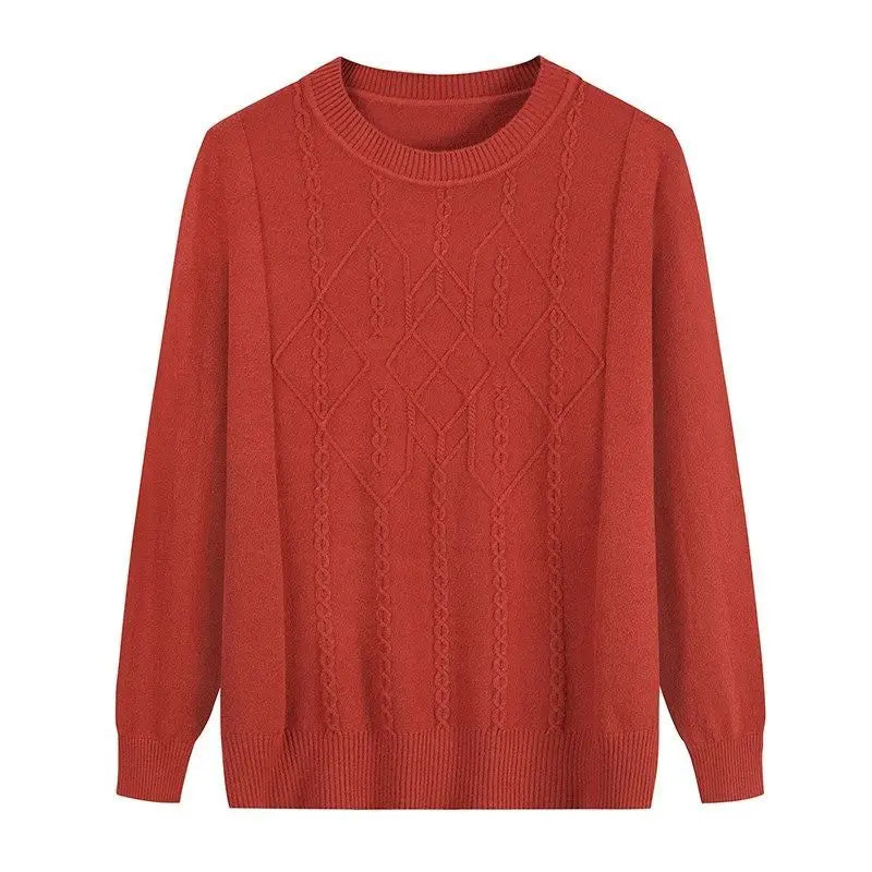 Rundhalspullover mit Zopfmuster für Frauen mittleren Alters und Senioren, für Mutter und Großmutter, Frühling, Herbst, Winter, Lässiger Basis-Pullover