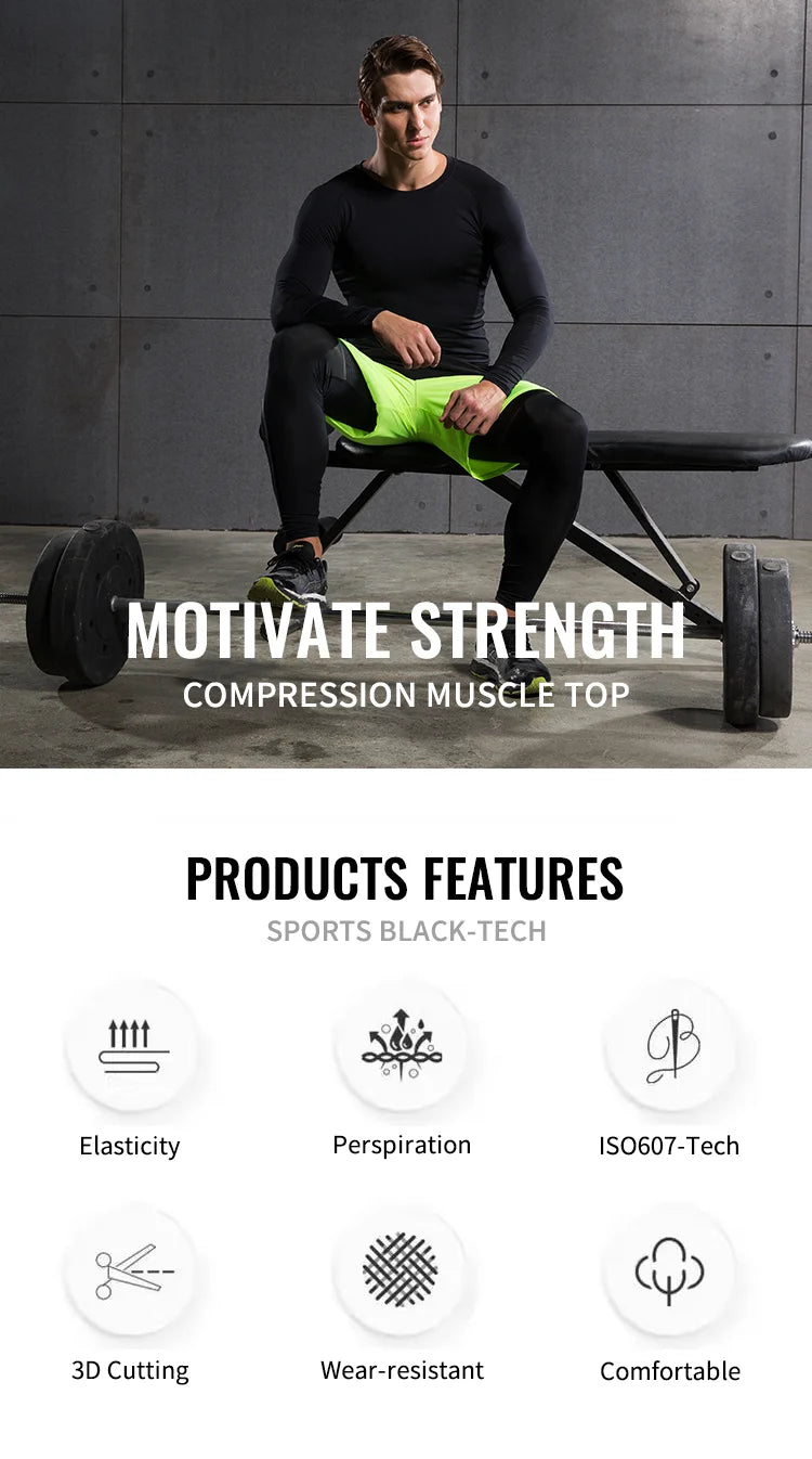Kompressions-Laufshirt für Herren, schnell trocknend, langärmelig, Sportbekleidung für Herren, Fitness-T-Shirt, Training, Workout, Muskel-Top