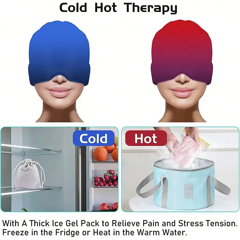 Gel Eis Kopfschmerzen Migräne Relief Hut Kalte Kompresse Therapie Kappe Eis Kopf Wrap Pack Augenmaske Für Druck Lindern Schmerzen Eis Hut