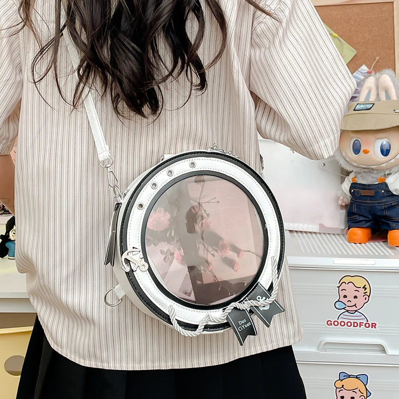 2025 neue süße Y2k ästhetische Umhängetaschen Frauen Kawaii Mode lässig Rucksäcke trendige transparente Reise Umhängetasche Ita Taschen