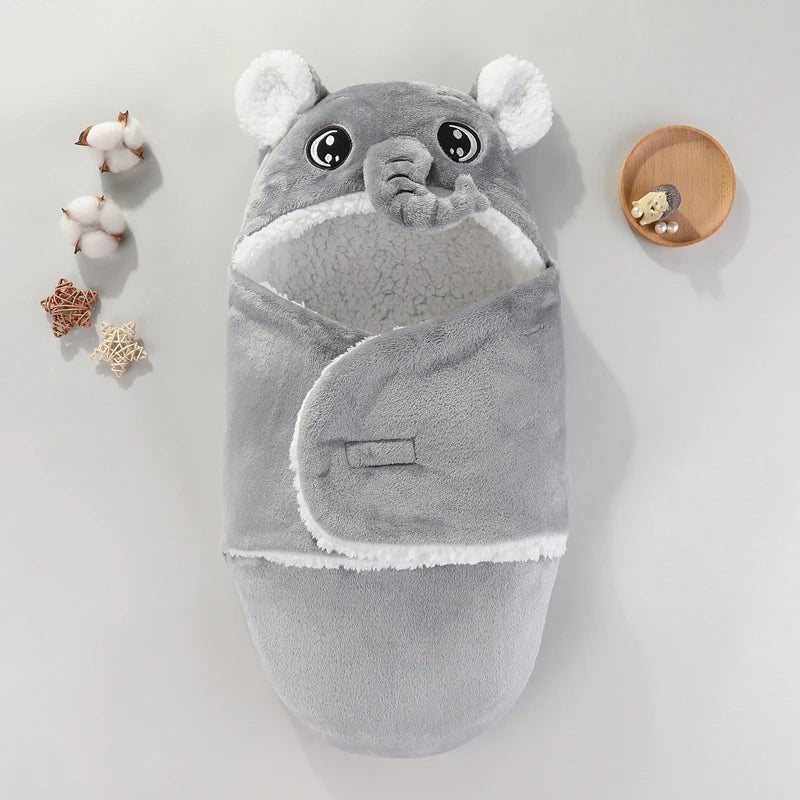 Weiche Baby-Schlafsäcke, warm, für Herbst und Winter, Wickeldecken für Neugeborene, CartoonCocoon für Babys, Flanell-Baby-Schlafsack, 0–9 Monate