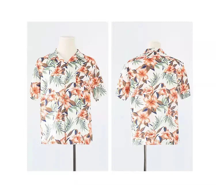 Family Look Vacation Beachwear Mother Daughter Sleeveless Dress Dad Son Matching Floral Shirt Set Parent-Child Holiday Outfits