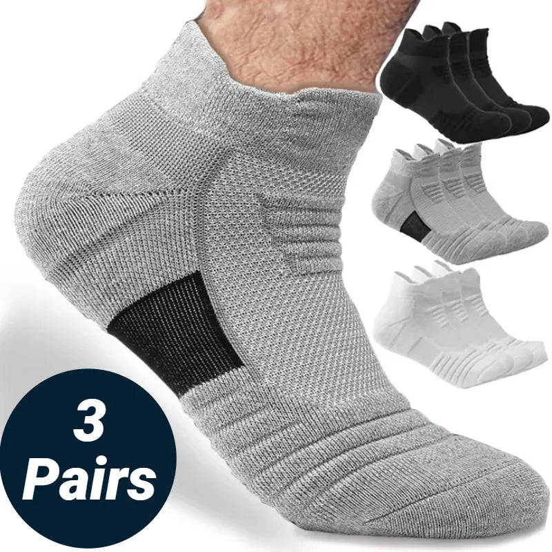 3 Paar rutschfeste Fußballsocken für Herren, kurze, lange Röhrensocken, Fußball, Basketball, Sport, atmungsaktiv, geruchshemmend, Größe 39–45, zum Laufen, Wandern