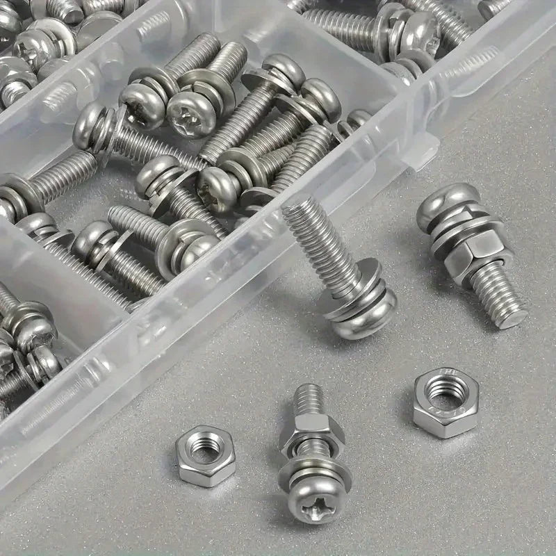 Hex Nut and Bolt Set - 320pcs/120pcs, Durable Metric Sizes M2 - M5, Universal Hardware Kit for DIY Projects and Repairs.