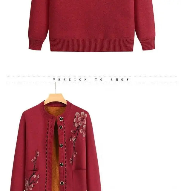 Oma Strickjacke Mittleren Alters und Ältere Frauen Pullover Mantel Frühling Herbst Warme Lange Ärmel Stricken Tops Mutter Geladen
