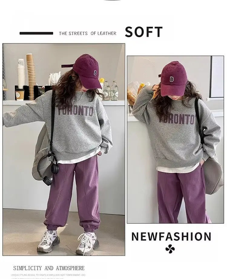 2026 Herbst Winter Mädchen Kleidung Set: Kapuzen-Sweatshirt mit Buchstaben-Print + Hose mit Knöchelbündchen für Teenager und Kinder von 4, 8, 9, 10, 12, 15 Jahren