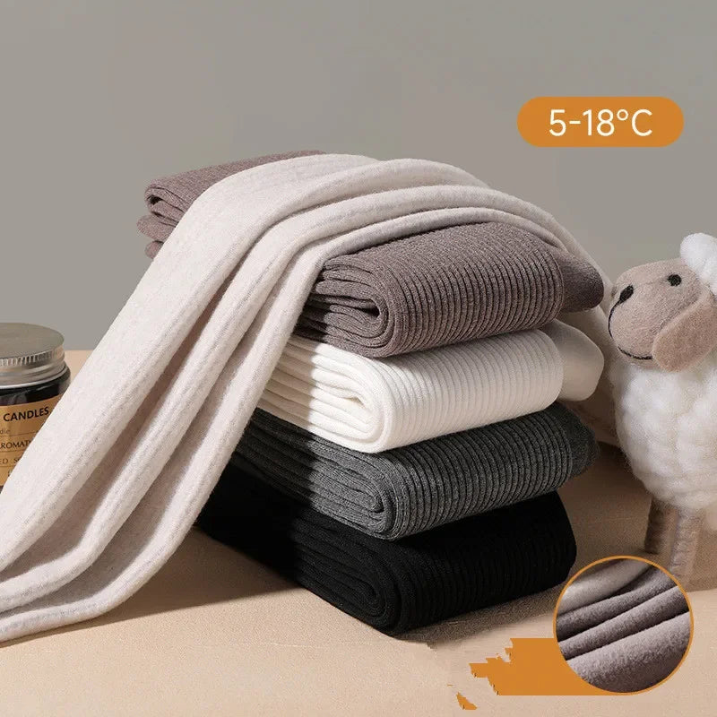 Herbst Winter Neue Dünne Plüsch Vertikale Streifen Einfarbig Mädchen Strumpfhosen Mit Plüsch Warme kinder Unten Socken und Höschen