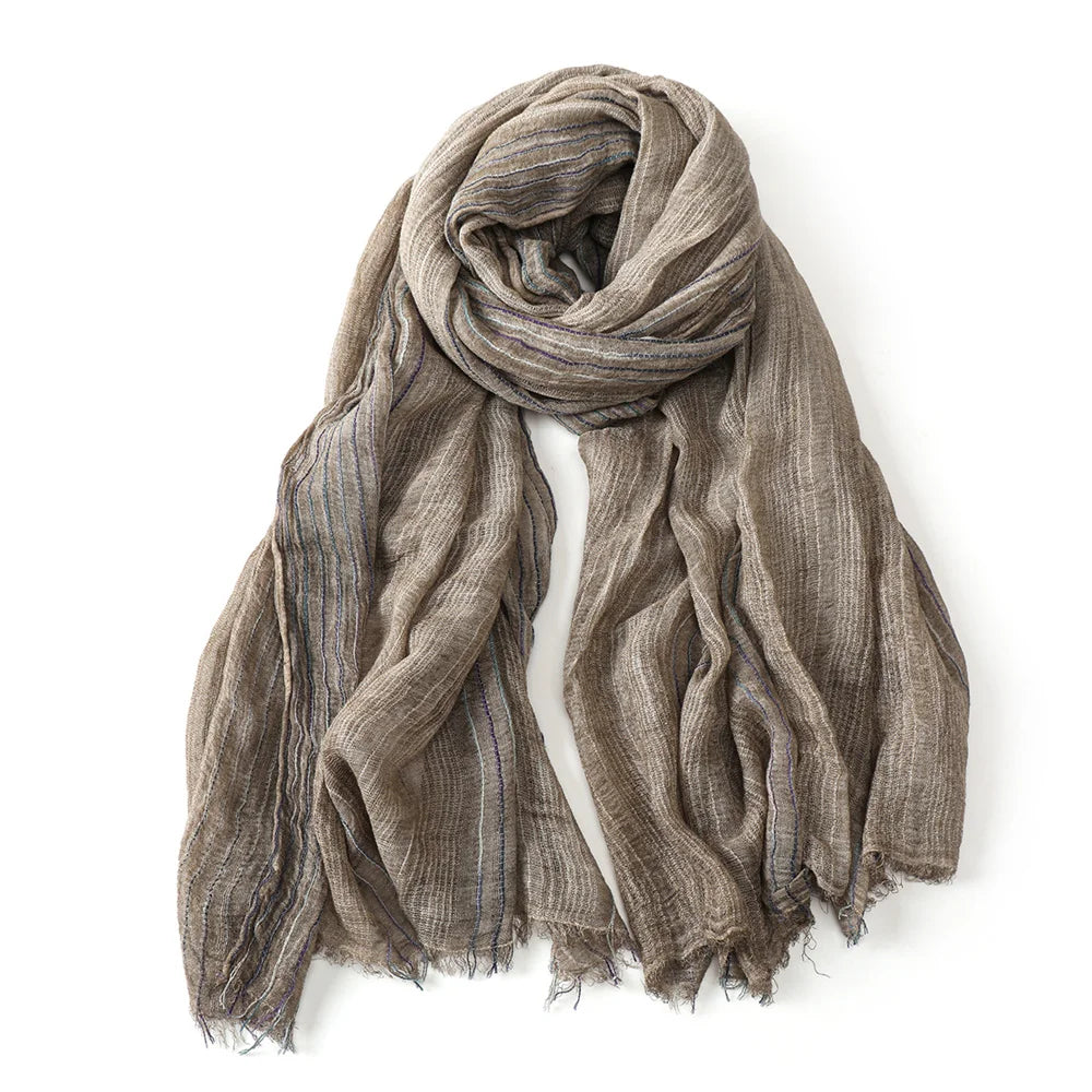 Baumwolle Leinen Gestreiften Männer Schals Herbst Winter Warme Halstuch Pashmina Männlichen Zubehör Kurze Quaste Bufanda Schal