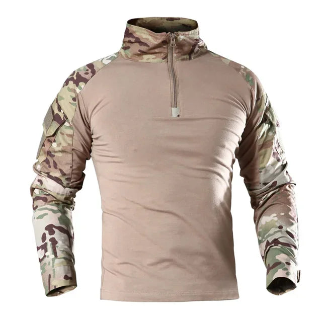 Outdoor Taktische Wandern T-Shirts Männer Kampf Militär Armee CP Camouflage Langarm Jagd Klettern Hemd Baumwolle Sport Kleidung