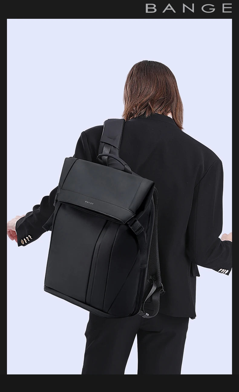 Bange Herren-Mode-Rucksack, 15,6 Zoll, multifunktionaler wasserdichter Rucksack, tägliche Reisetasche, lässiger Schulrucksack mit Schnalle