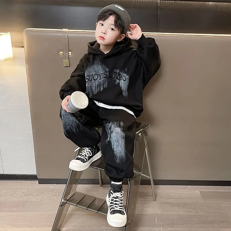 Hoodies Set Koreanische Kinder Kleidung Kinder 4 7 Jahre Kleidung Kinder Von 8 12 Top Bottom Jungen junge Herbst Winter Kind