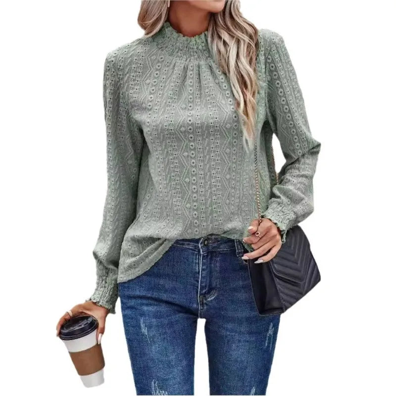 Herbst Winter Mode Damen Hälfte Rollkragen Vielseitig Herbst Bodenbildung Shirt Damen Langarm Rundhals Top T-shirt Blusas Dama