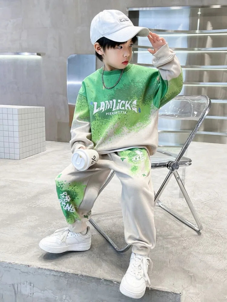 Sweatshirt Set Kinderkleidung von 8 bis 12 Jahren Koreanische 2025 Sets Kinder Jungen Kleidung Winter Oben Unten Jungen Herbst Anzug