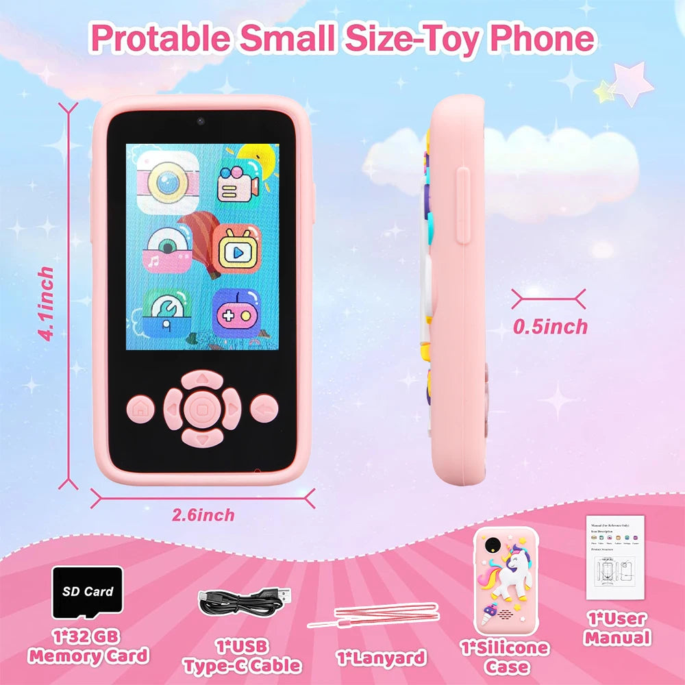 Kinder Telefon Kamera Spielzeug MP3 Musik Player Puzzle Spiele Kleinkind Lernen Spielzeug für Mädchen Jungen Alter 3-10 Geburtstag geschenke Mit 32G