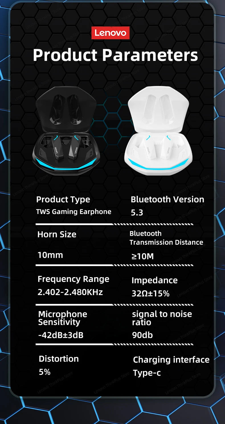 Lenovo GM2 Pro TWS Wireless HIFI Stereo Headset Kopfhörer mit geringer Latenz Gaming Musik Dual Mode Ohrhörer Musik Sport Headset