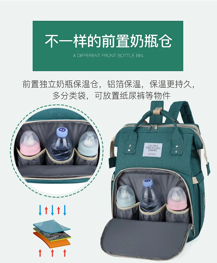 Mama Wickeltaschen Babybett Mutter Große Kapazität Windel Milchflasche Rucksäcke mit Wickelunterlage Praktische Baby-Stilltaschen Geschenk