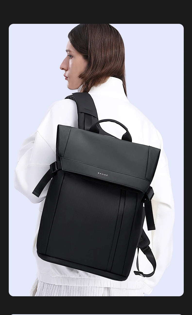 Bange Herren-Mode-Rucksack, 15,6 Zoll, multifunktionaler wasserdichter Rucksack, tägliche Reisetasche, lässiger Schulrucksack mit Schnalle