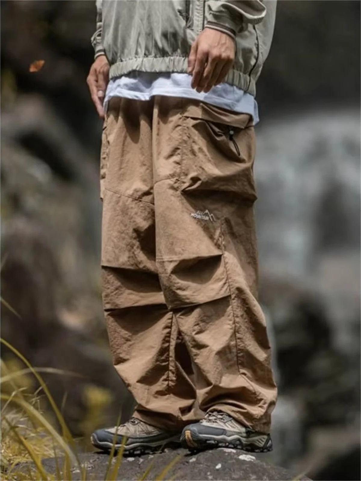 Herren Frühling und Herbst neue wasserdichte Hip Hop Bergsteiger hose lässige Harajuku Arbeits hose schwarze Cargo Outwear Hose