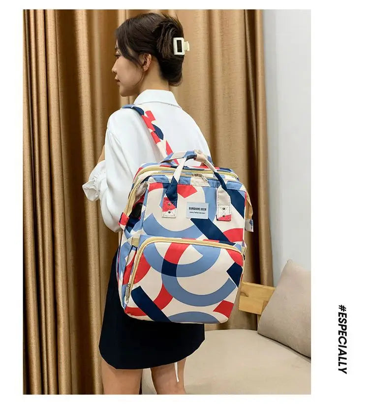 Mama Wickeltaschen Babybett Mutter Große Kapazität Windel Milchflasche Rucksäcke mit Wickelunterlage Praktische Baby-Stilltaschen Geschenk