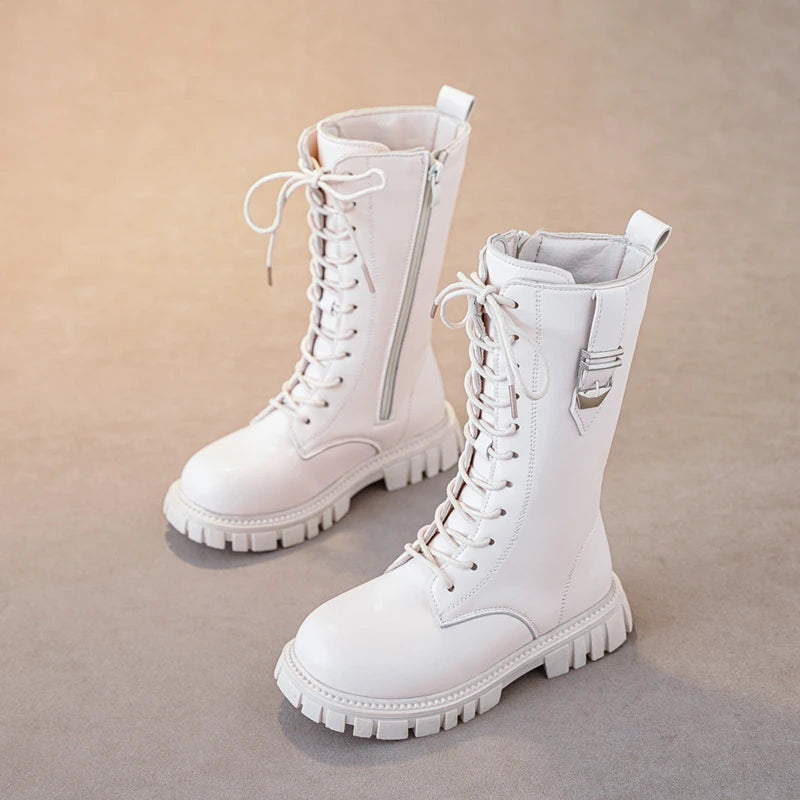 Elegante Zipper Baby Mädchen Lässige Mode Stiefel Herbst/winter Runde Kappe Warme Dicke Sohle Spitze Bequeme kinder Zwischensohle stiefel
