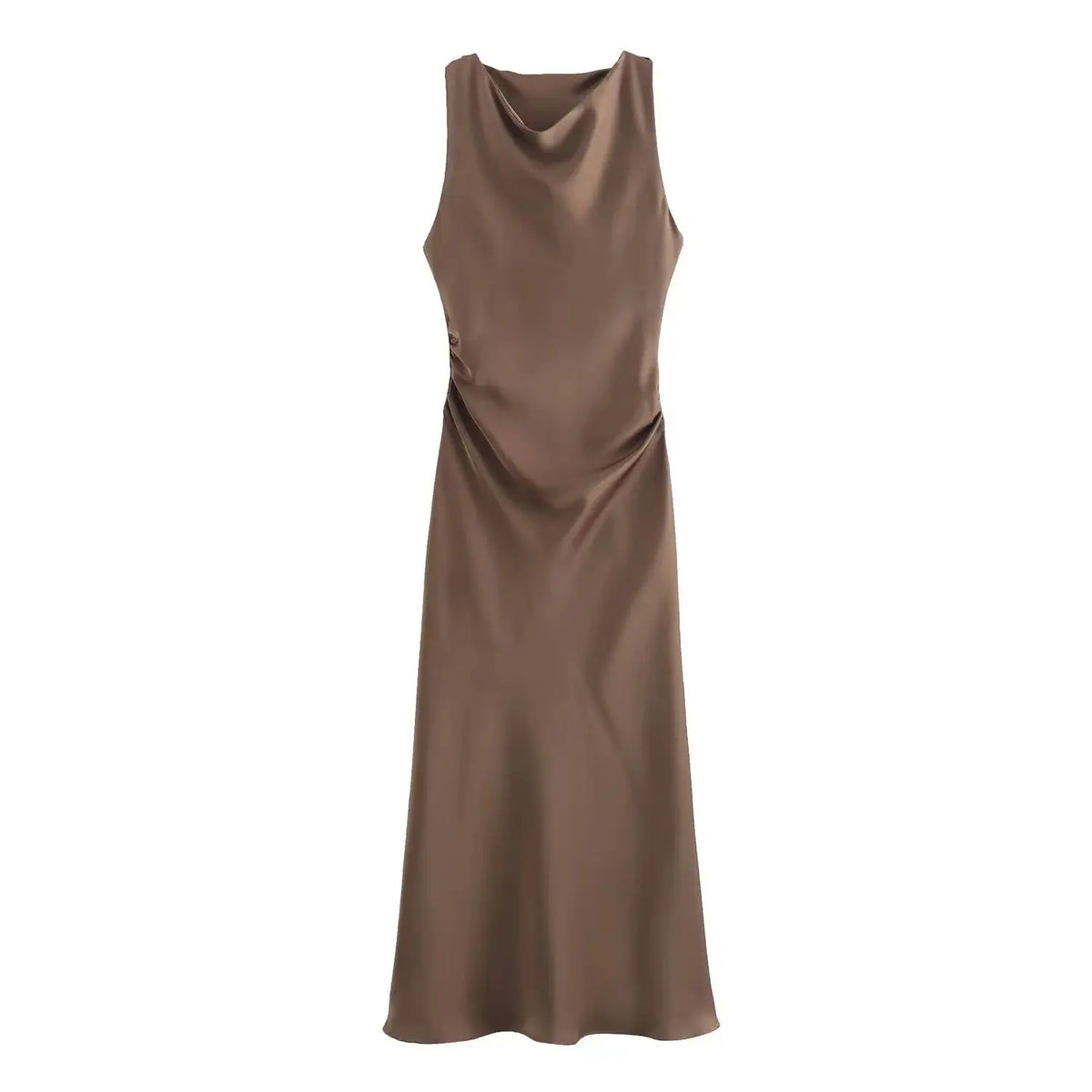 Satin Lange Kleider für Damen 2026 Sommer Slip Midi-Kleid Sexy Abendkleid Ärmellos Elegante Damenkleider