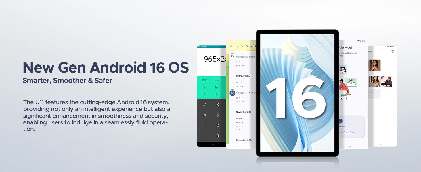 DOOGEE U11 Tablet 11 Zoll Ultra-Klares 90Hz Display 16GB 128GB 8580mAh Akku Unisoc T7200 Dual-Lautsprecher Widevine L1 Android 16 Pad