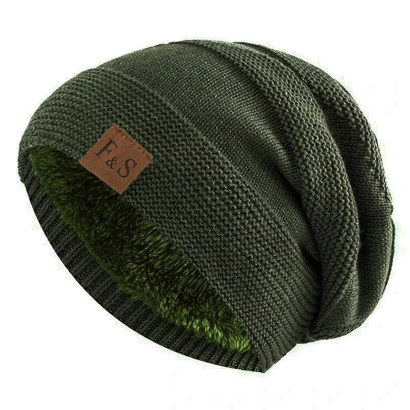 Neue Unisex Slouchy Winter Hüte Hinzufügen Pelz Gefüttert Männer Und Frauen Warme Beanie Cap Casual Label Decor Winter Gestrickte Hüte