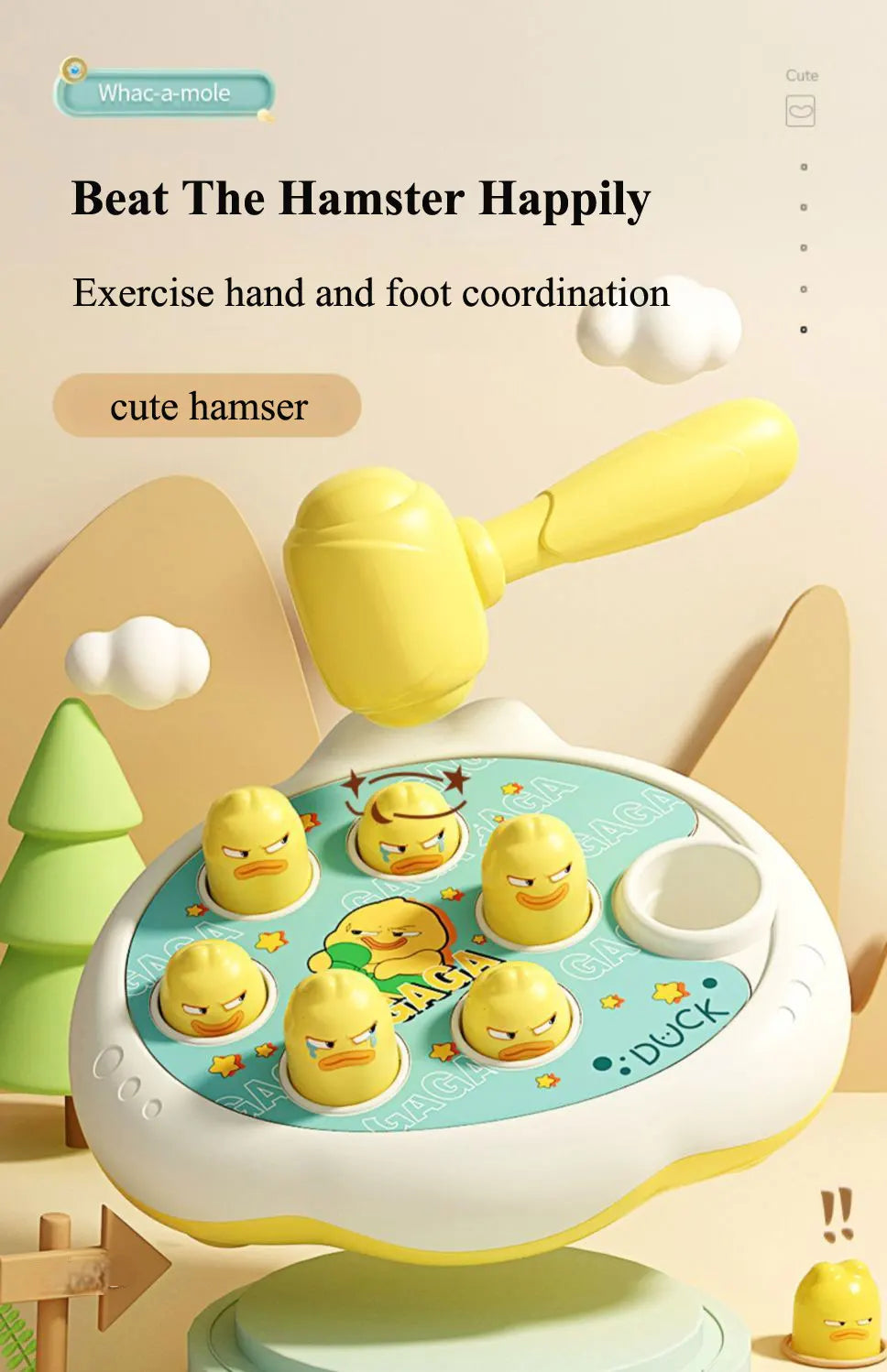 Ente/Frosch/Schwein Baby Spielzeug Montessori Lernspiel Lernpuzzle Geschenk für 12–24 Monate Kleinkind Junge/Mädchen mit Hammer