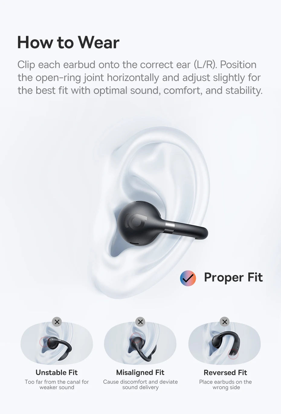 Baseus BC1 Ohrclip-Ohrhörer, kabellose Open-Ear-Kopfhörer, Bluetooth 6.0, Clip-on-Sportkopfhörer, 4 Mikrofone, Super-Bass, IP55, Ohrhörer