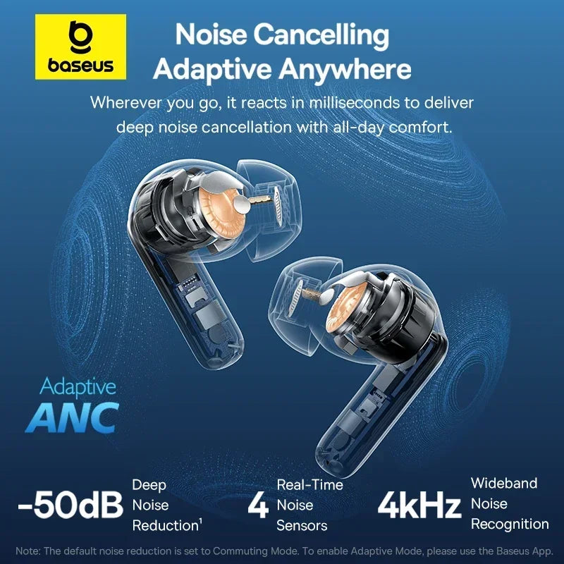 Baseus EP10 Pro ANC Ohrhörer, kabellose Bluetooth 6.0-Kopfhörer, 50 dB, Echtzeit-Adaptive-Kopfhörer, 6 Mikrofon, hochauflösende LDAC IP55-Ohrhörer