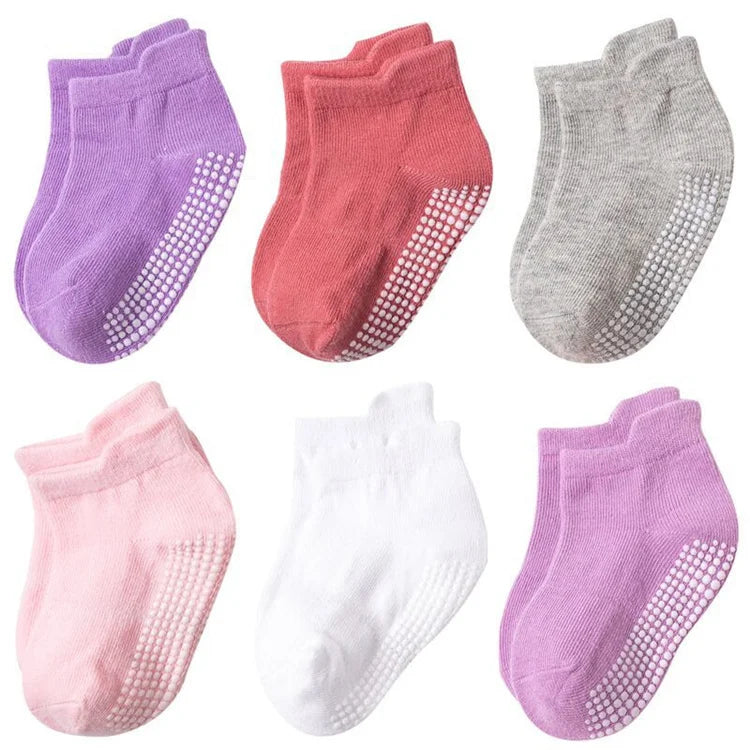 6 Paare/satz kinder Socken Für Jungen Mädchen Casual Sport Kinder Boden Boot Junge Mädchen Solide Baby Kleinkind Socke Anti-slip Frühling Herbst