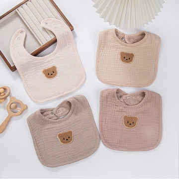 Nette Bär Musselin Baumwolle Baby Lätzchen Speichel Handtuch U-Absorbierende Taschen Koreanische Kinder Kinder Jungen Mädchen Bandanas Fütterung Rülpsen kleidung