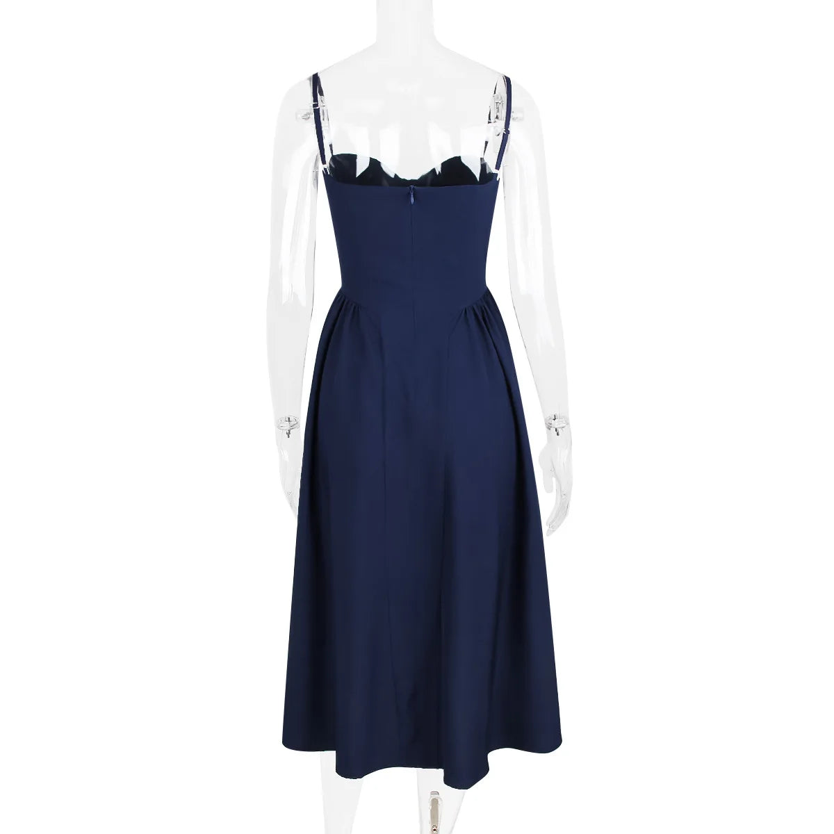Sommer Frauen elegante ärmellose rücken freie Falten kleider Dame sexy feste Schlinge Midi-Kleid 2024 weibliche Party Abend A-Linie Roben