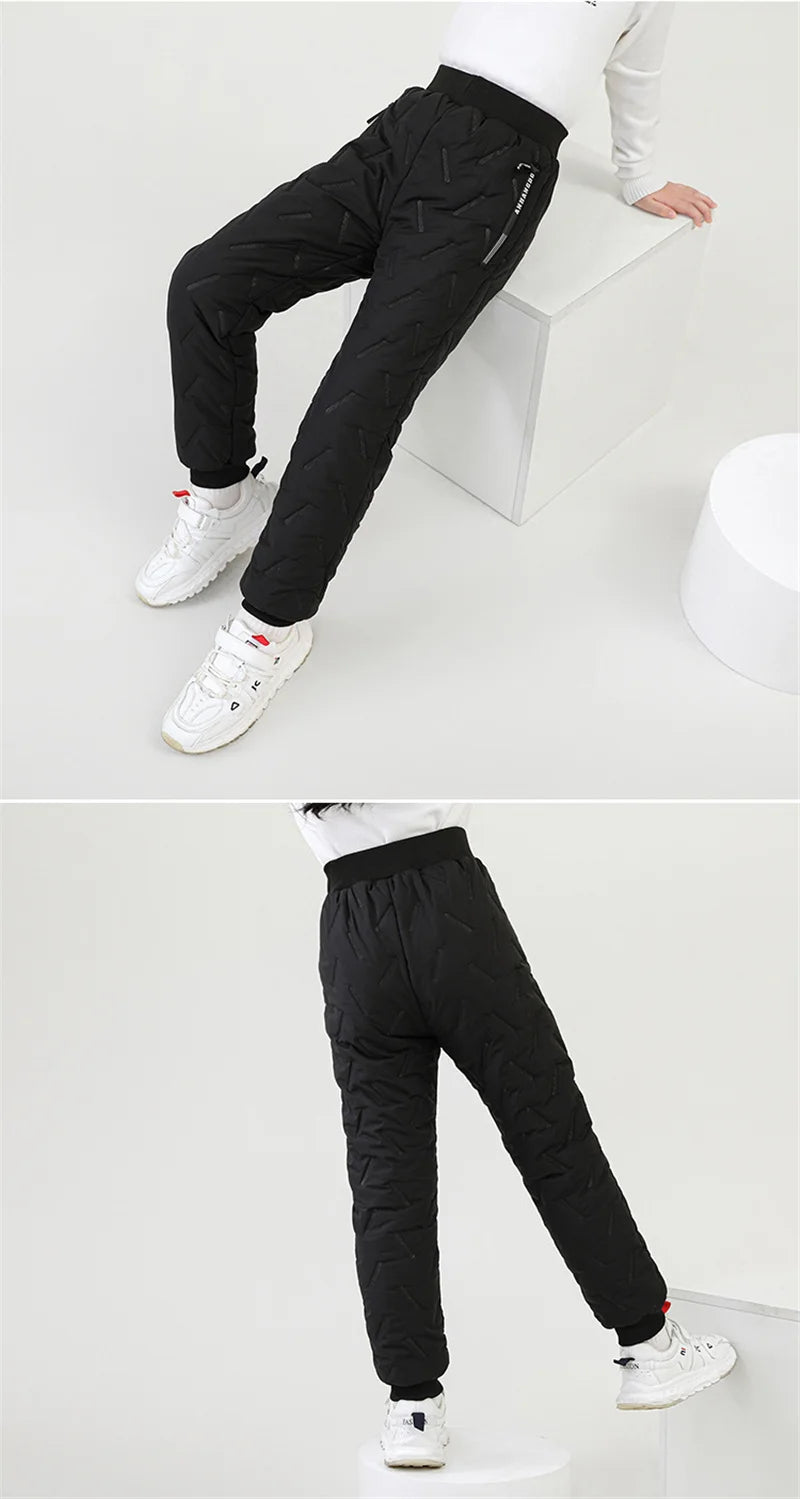 Winter Gepolsterte Hosen Kinder Dicke Plus Samt Warme Hosen Jungen Lamm Wolle Baumwolle Lange Hosen Herbst Kinder Casual Sport Hosen