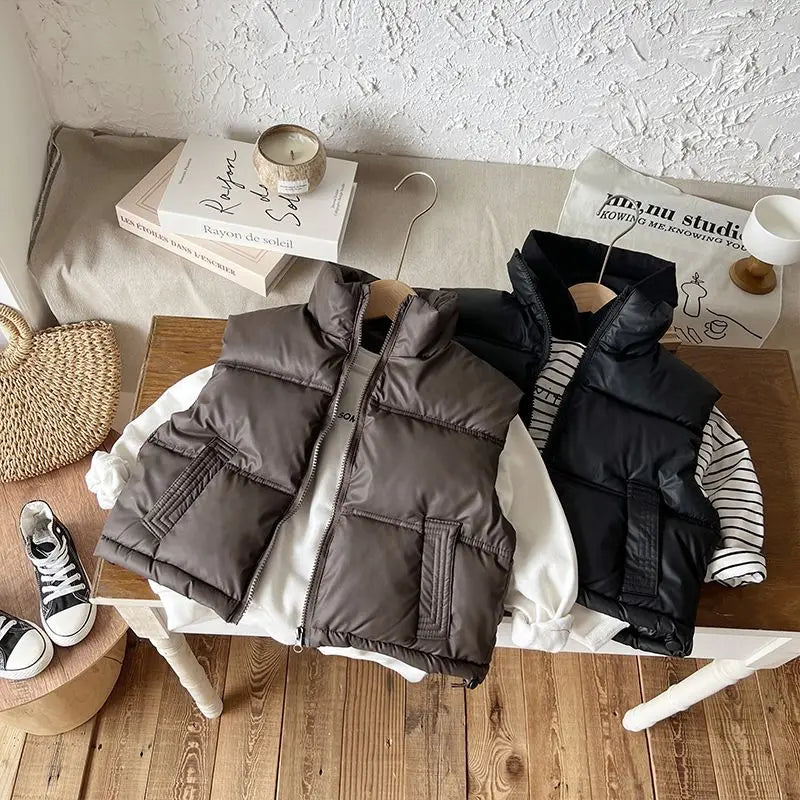 Kinder Daunen Baumwoll weste neue Herbst und Winter Jungen und Mädchen Tank Top für äußere tragen Teen dicken Mantel