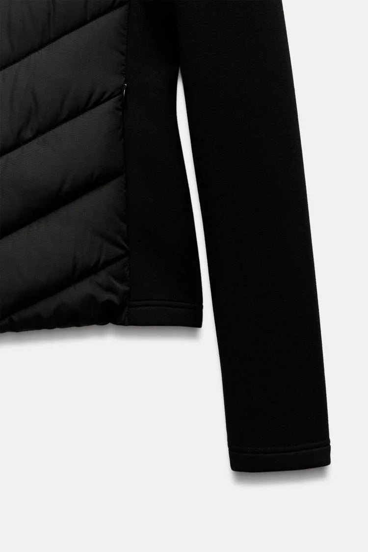 ETJ 2025 neue Damen-elegante Mode-Patchwork-Langarm-Stehkragen-Baumwolljacke mit Kapuze, Sportmantel 8073227