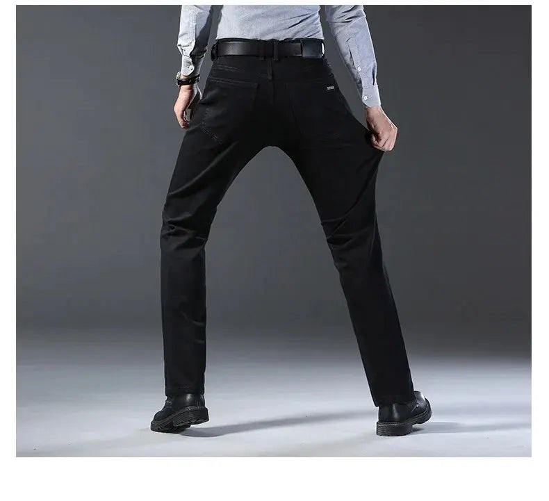 2026 Neue Business-Herrenjeans Lässige Gerade Stretch-Jeans Modische Klassische Blaue Schwarze Arbeits-Denim-Hose Herrenbekleidung