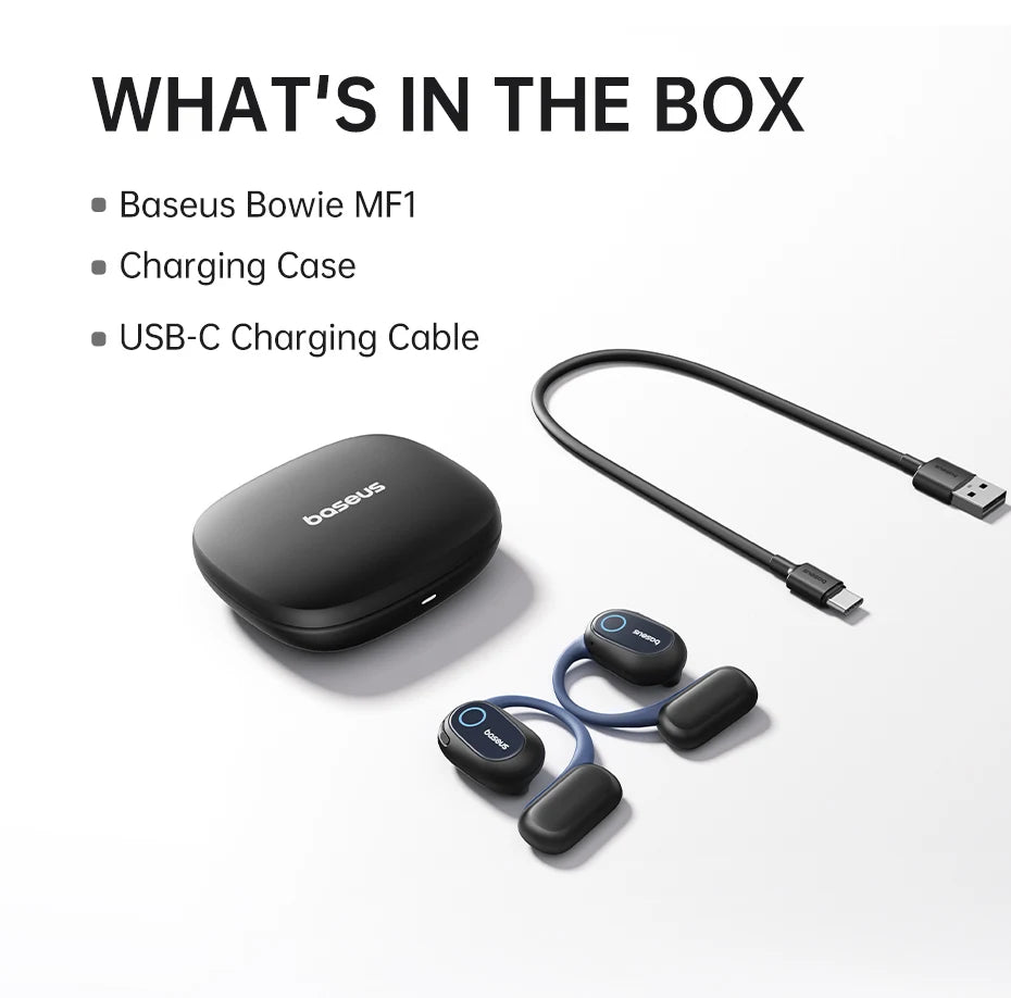 Baseus Bowie MF1/Eli 15i Fit Open-Ear Sport Wireless-Kopfhörer Bluetooth 5.4 Ohrbügel Big Bass Sport-Ohrhörer 60 Stunden Spielzeit