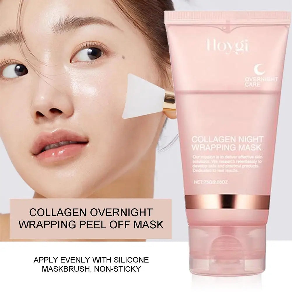 Collagen Overnight Wrapping Peel Off Gesichtsmaske, koreanische Collagen Night Wrapping Mask spendet tief Feuchtigkeit, Nachtpflegemaske, Creme, 75 ml