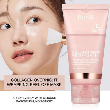 Collagen Overnight Wrapping Peel Off Gesichtsmaske, koreanische Collagen Night Wrapping Mask spendet tief Feuchtigkeit, Nachtpflegemaske, Creme, 75 ml