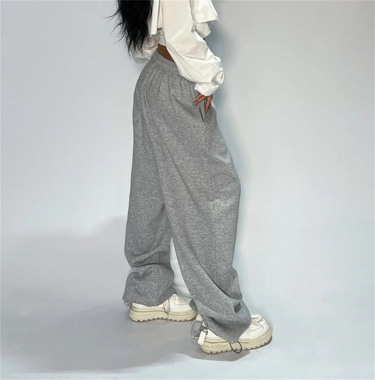 Frauen Harajuku Breite Bein Jogginghose 2025, Frühling Herbst Solide Mode Sport Hose Weibliche Casual Oversize Kleidung Dame Baggy Hosen
