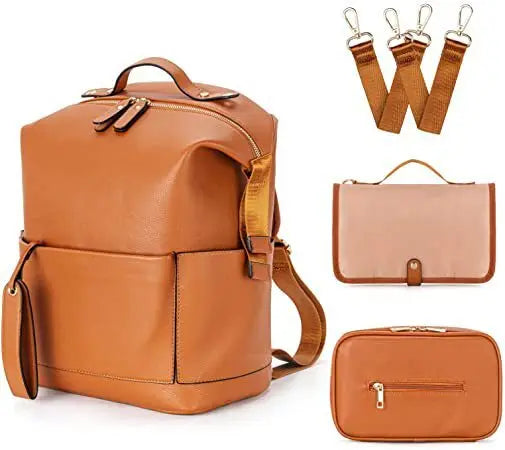 Mama Tasche Pu Mama Rucksack Mutter Baby Haut Leder Doppel Schulter Tasche Baby Windel Tasche Baby Reise Lagerung Tasche Kinderwagen Tasche