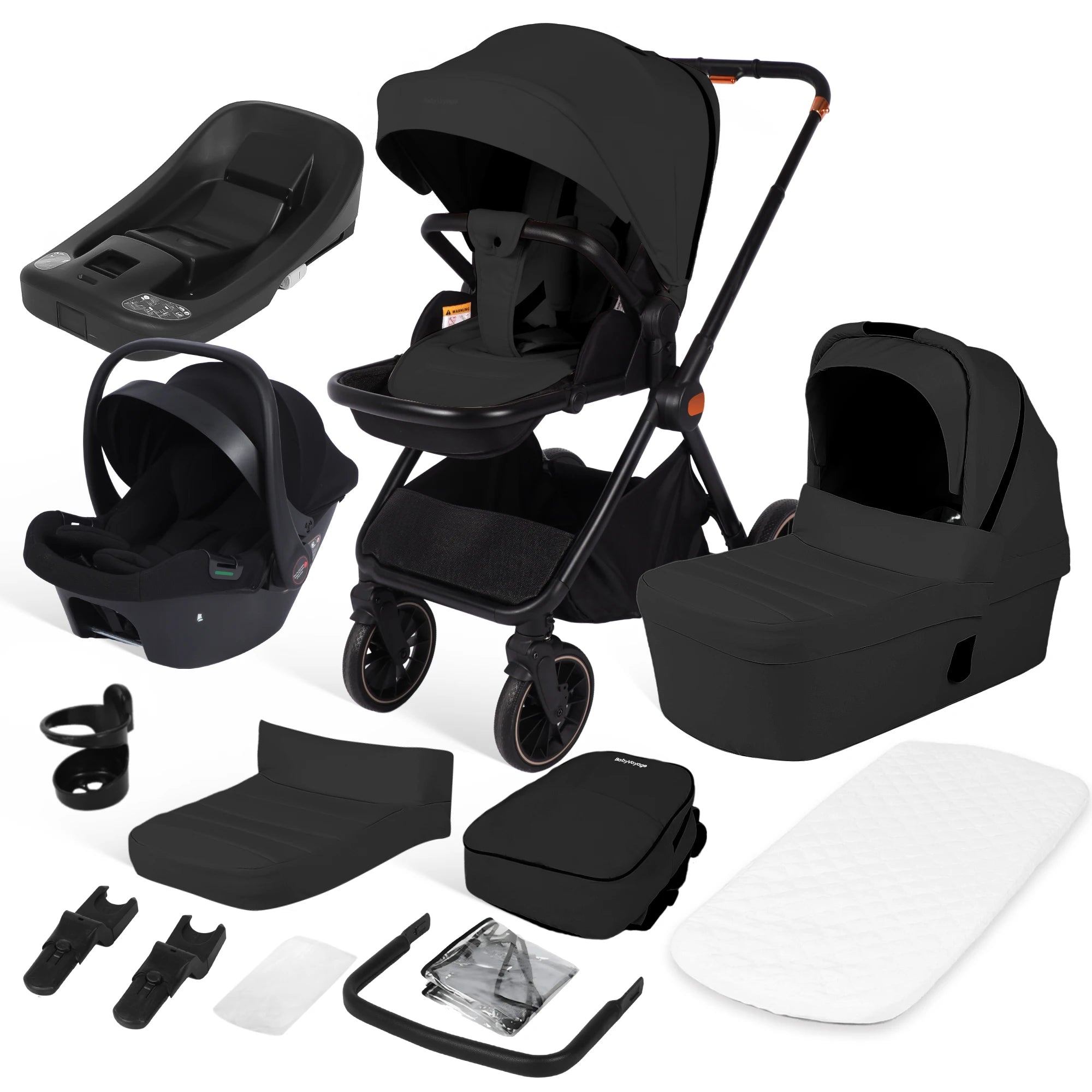 4-in-1-Kinderwagen mit Babyschale und ISOFIX-Basis, multifunktionaler, umkehrbarer Kinderwagen für Neugeborene, Hochsitz-Reisesystem