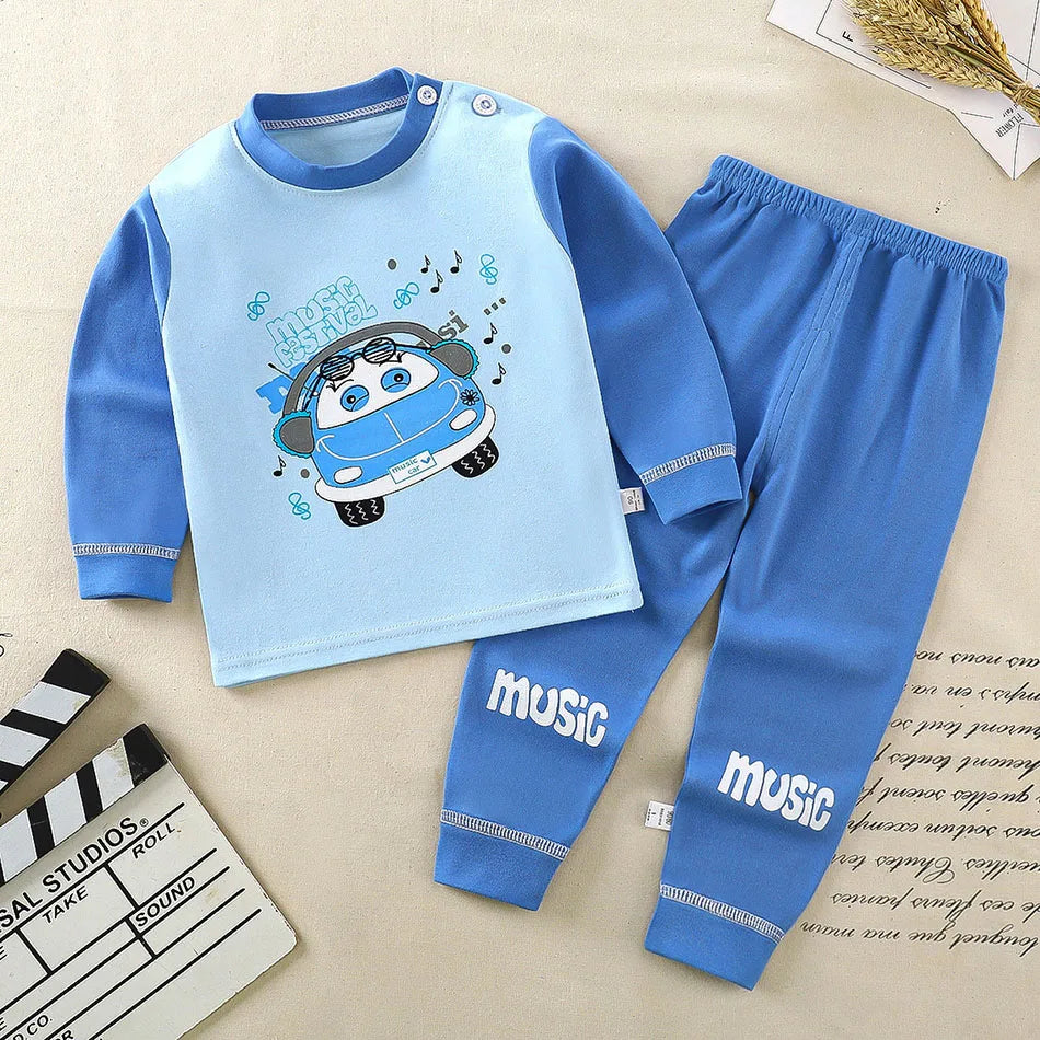 Baumwolle Kinder Pyjamas Set für Jungen Mädchen Herbst und Winter Cartoon Schlafen Loungewear Kinder Nacht Nachtwäsche Hause Tragen Kleidung